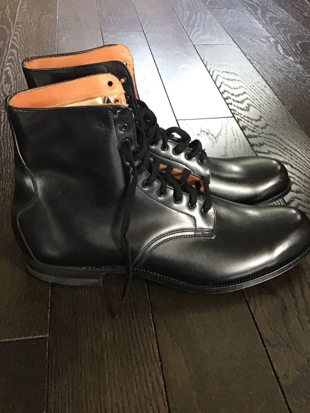 Men's WingFoot Black Leather Lace-Up Dress Boots. 13D.